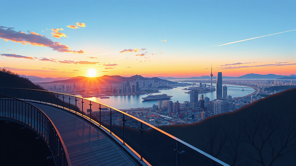 용마산 스카이워크, 탁 트인 서울 풍경 감상 포인트 (illustration 스타일)