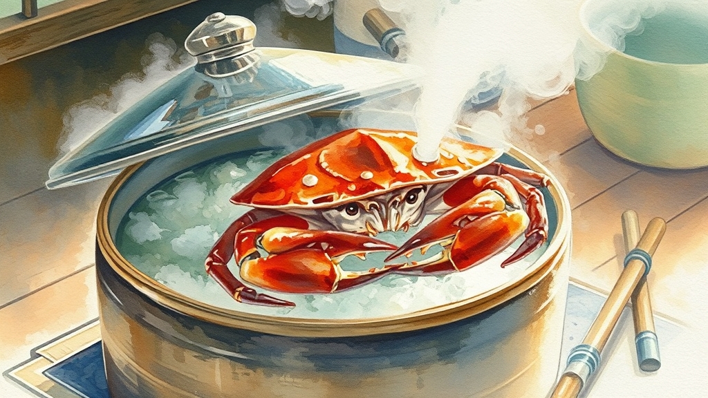 꽃게 찌는 시간, 이것만 기억하세요! (watercolor 스타일)