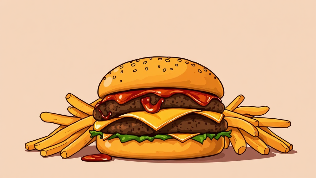 바비큐 소스가 가미된 버거의 풍미를 시각화한 이미지