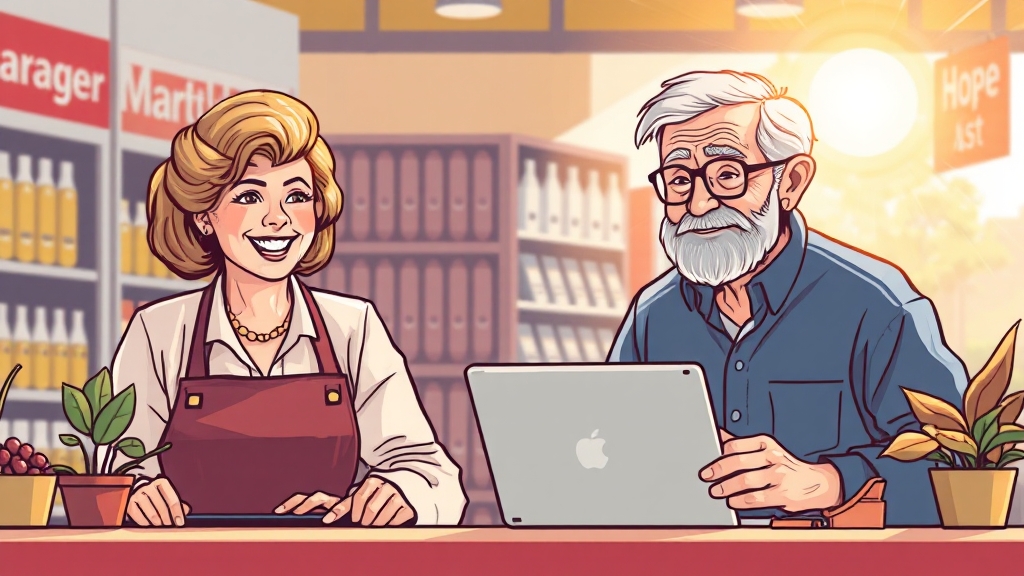 중장년 취업 성공 사례 (illustration 스타일)