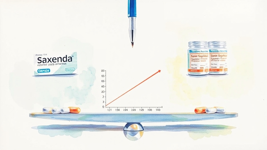 삭센다 vs 제네릭, 비교 분석 (watercolor 스타일)