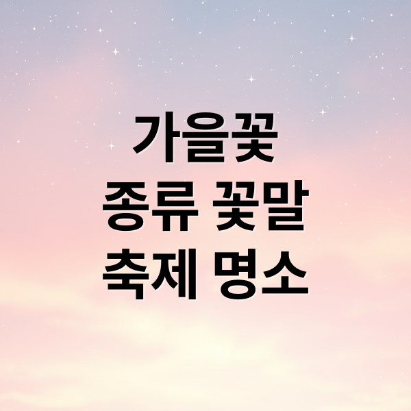 가을꽃
종류 꽃말
축제 명소 (가을 꽃 종류 꽃말)