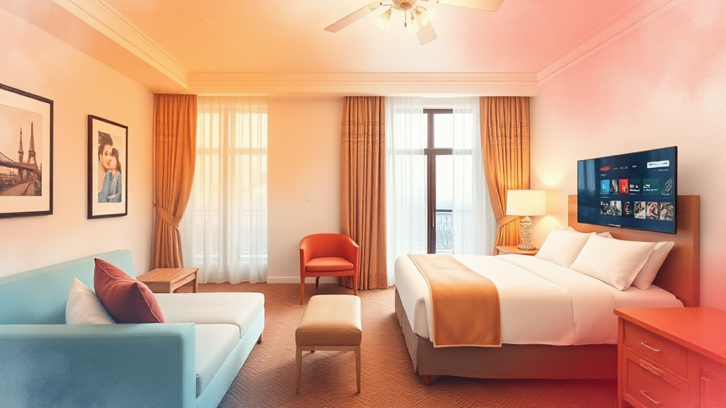 객실 정보: 다양한 선택지 (watercolor 스타일)