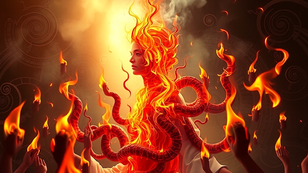 불 꿈 심리적, 무속적 해석 (realistic 스타일)