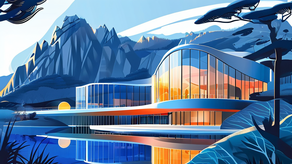 유리섬 박물관: 예술과 자연의 조화 (illustration 스타일)