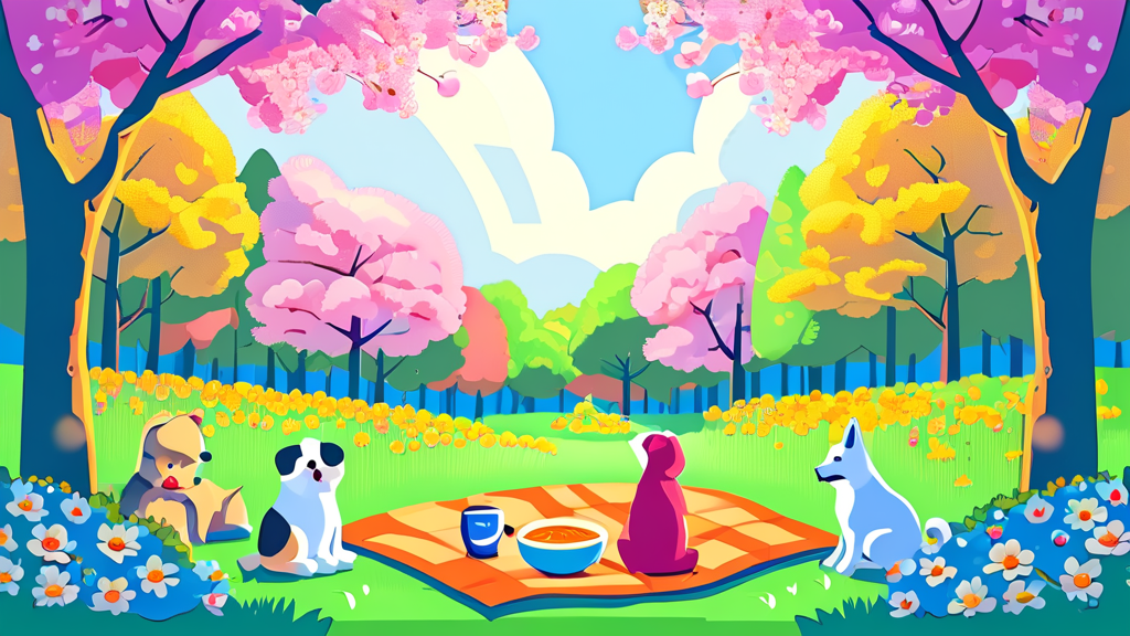 서울숲: 봄꽃 피크닉의 성지 (cartoon 스타일)