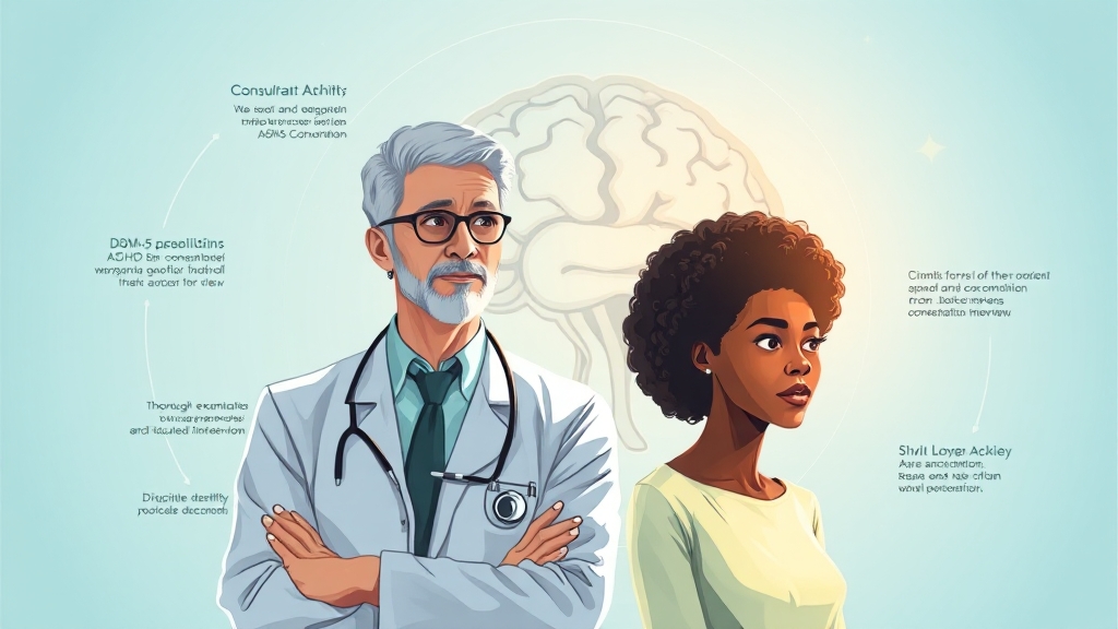 ADHD 진단은 어떻게 이루어질까요? (illustration 스타일)
