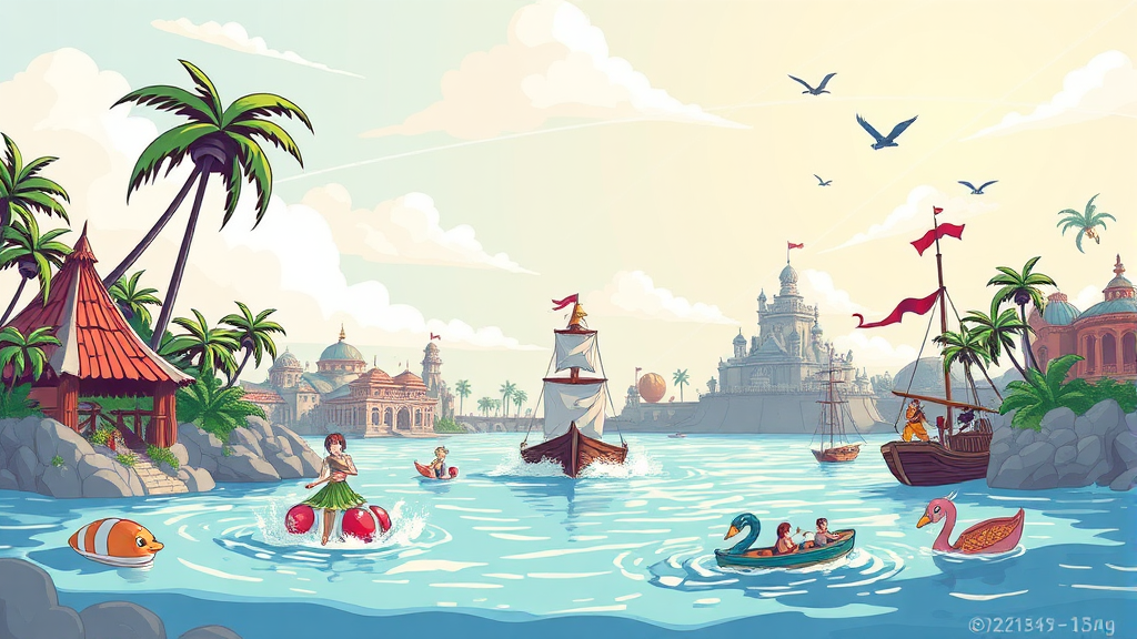 잊지 못할 추억 만들기: 캐리비안 베이 방문 후기 (illustration 스타일)