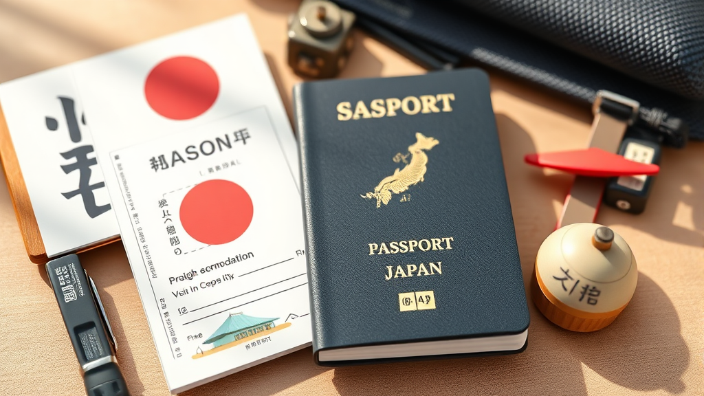 비짓재팬 웹: 일본 입국 필수 준비물 (realistic 스타일)