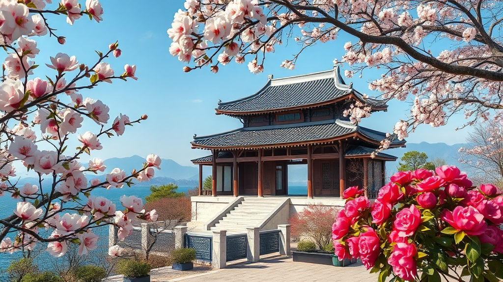 봄꽃 향기 가득한 충남의 숨은 명소 (realistic 스타일)