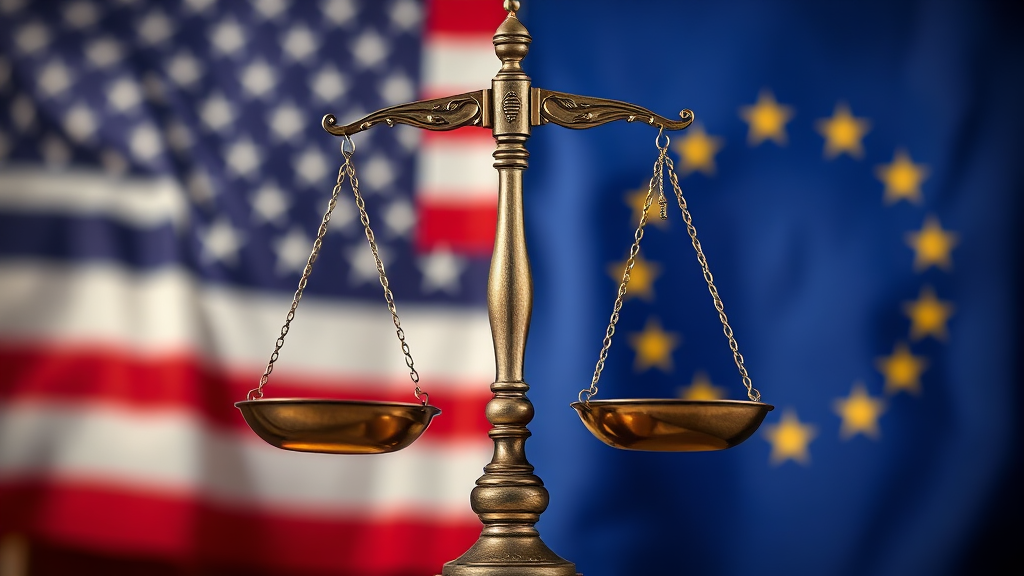 유럽 관세 부과, 왜? (realistic 스타일)