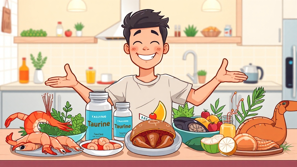 타우린, 피로 해소 꿀팁! (cartoon 스타일)