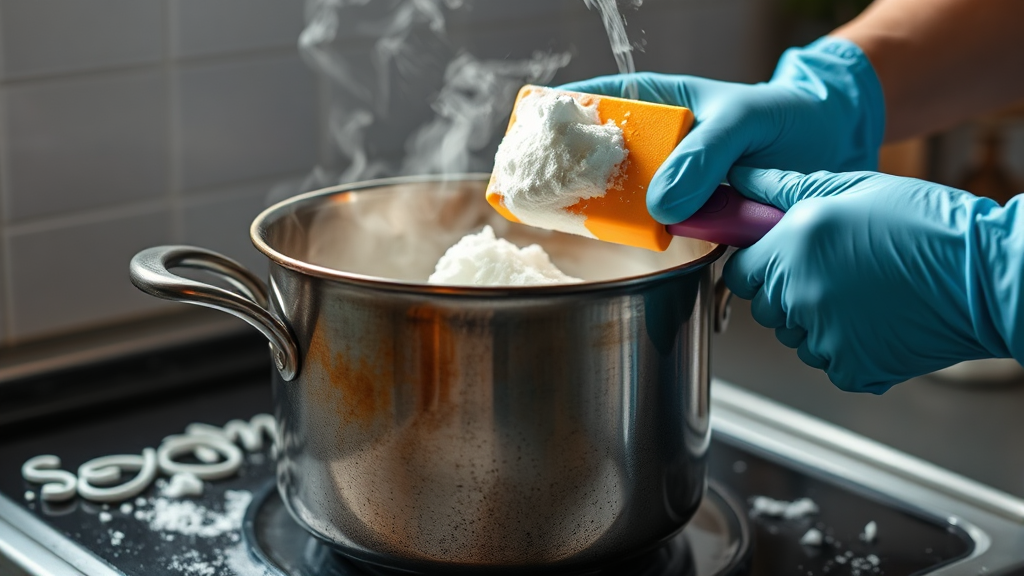 탄 냄비 세척 전 준비