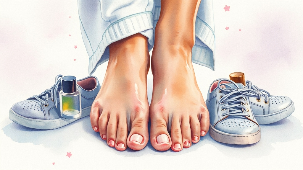 무좀 예방을 위한 실천 팁 (watercolor 스타일)