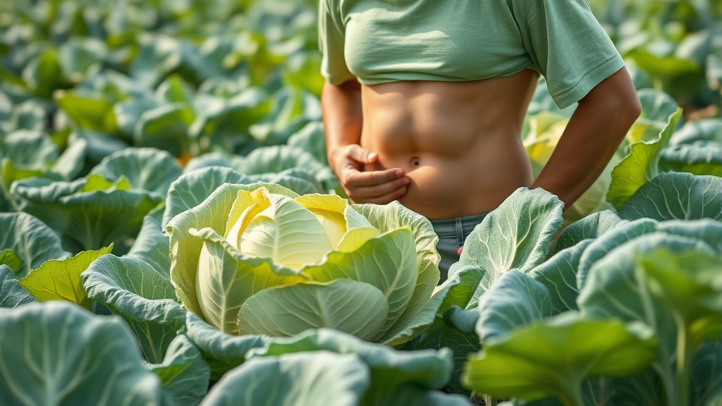 양배추즙 주요 성분 & 효능 (realistic 스타일)