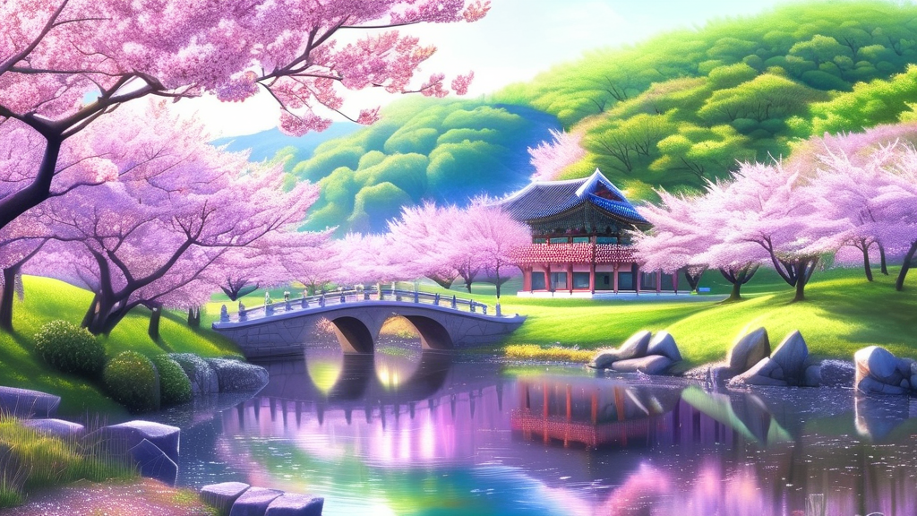 개심사 벚꽃 절정 시기 완벽 분석 (realistic 스타일)