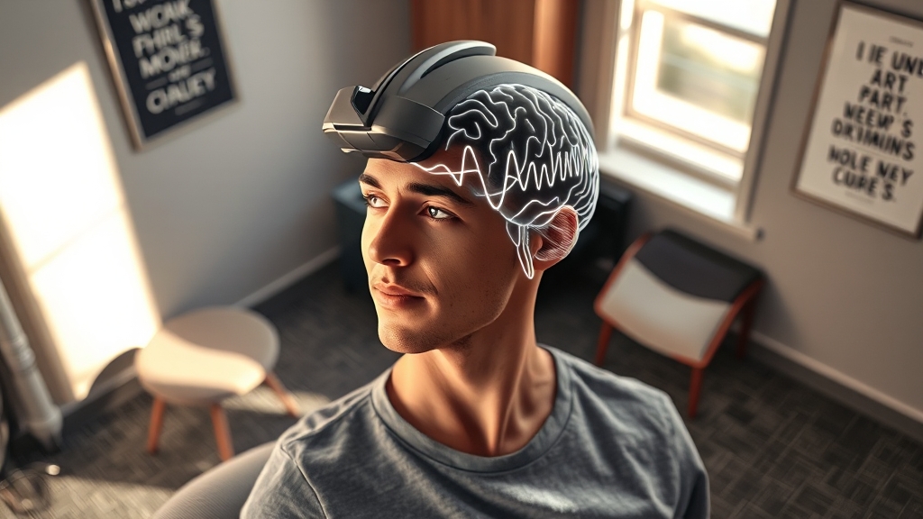 TMS 치료의 기본 원리와 효과 (realistic 스타일)