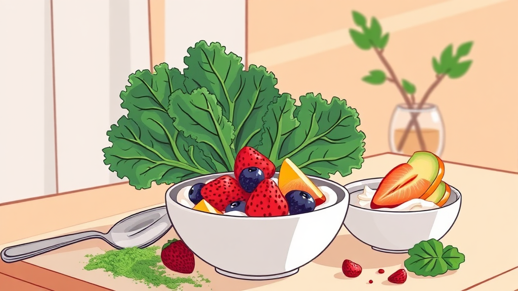 컬리케일 분말, 하루 섭취량은? (illustration 스타일)