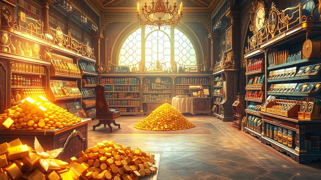 주요 골드 획득 방법: 아이템 거래 및 경매 (realistic 스타일)