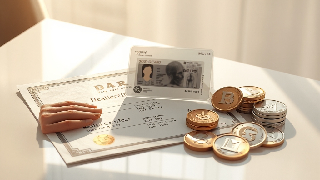 보건증 발급 비용 및 준비물 (realistic 스타일)