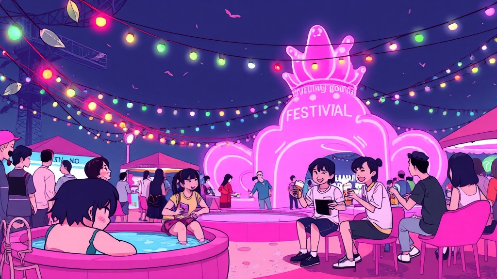 황지연못 축제 현장 (cartoon 스타일)