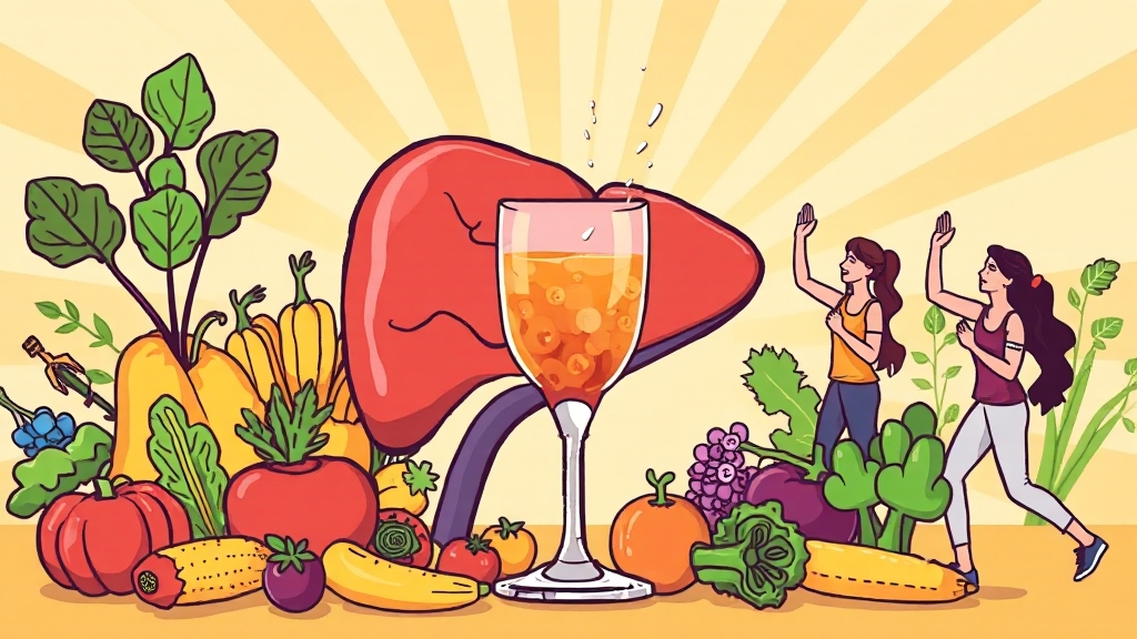 간 건강을 위한 생활 습관 (cartoon 스타일)