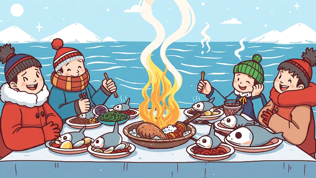 제철 해산물 3가지 (cartoon 스타일)