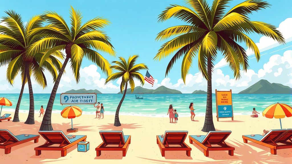 푸꾸옥 항공권 최저가 구매 꿀팁 (cartoon 스타일)