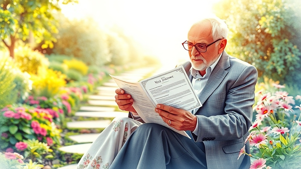 실버보험 가입 시 고려 사항 (watercolor 스타일)