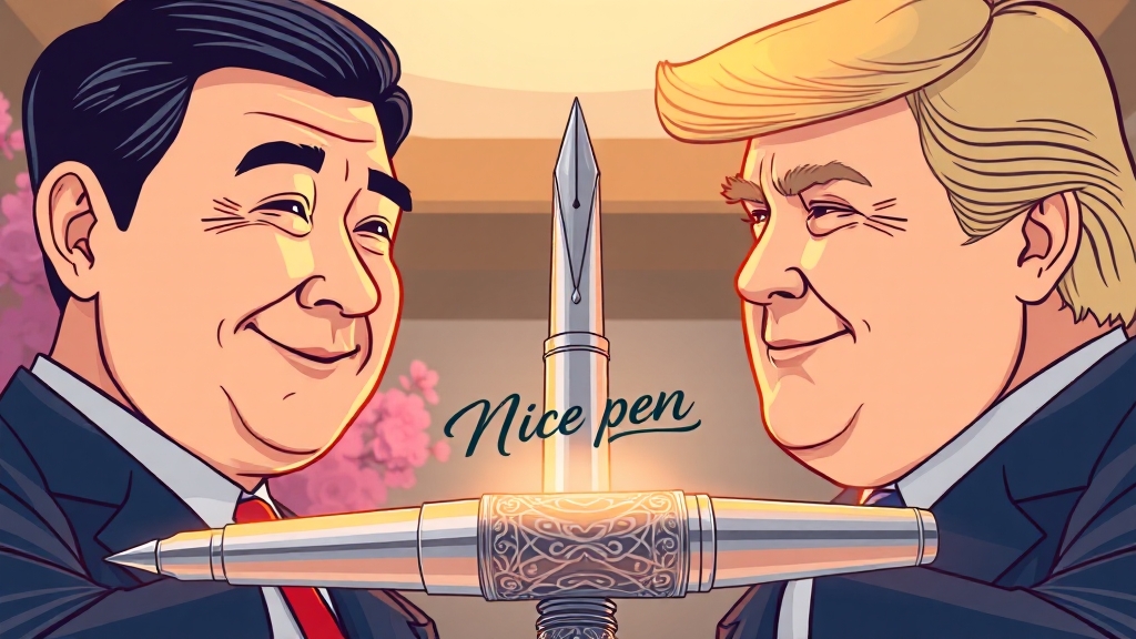 한미 정상회담, 제나일 만년필의 인기 (cartoon 스타일)
