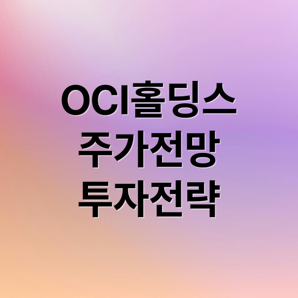 OCI홀딩스
주가전망
투자전략 (OCI홀딩스 주가 전망)