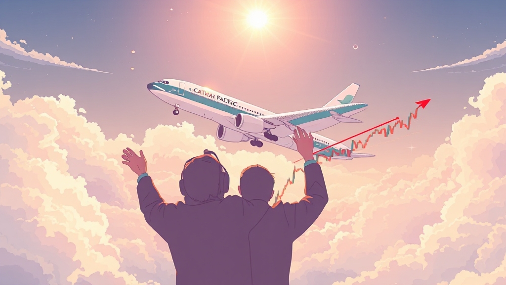 캐세이 주가 변동 및 시장 반응 (illustration 스타일)