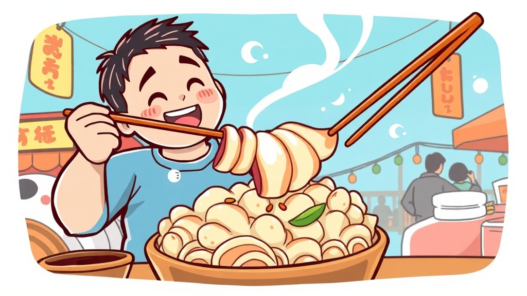 누룽지오징어순대 맛집은 어디? (cartoon 스타일)