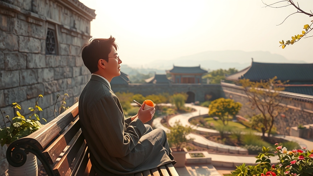 옥상정원: 숨멎는 경치 (realistic 스타일)