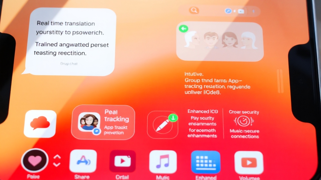 iOS 26: 커뮤니케이션 & 개인 정보 보호 (realistic 스타일)