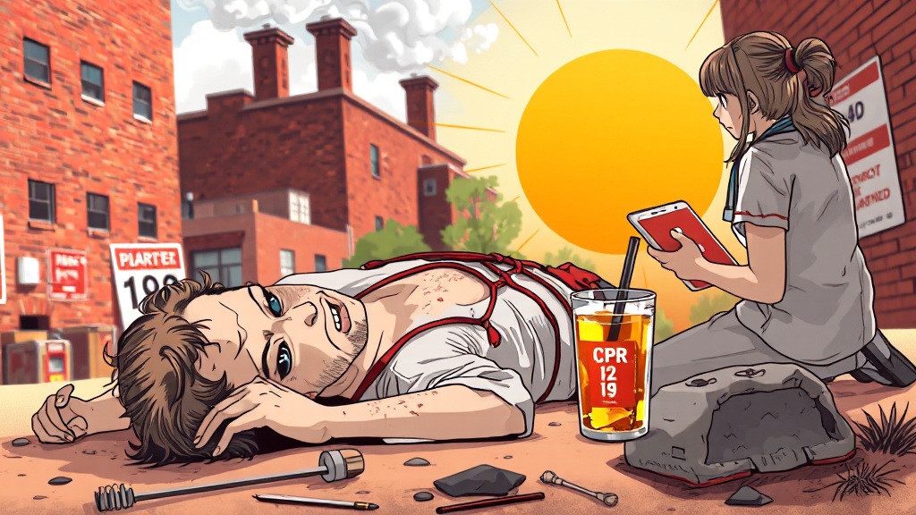 온열질환 응급 상황 대처법 (illustration 스타일)