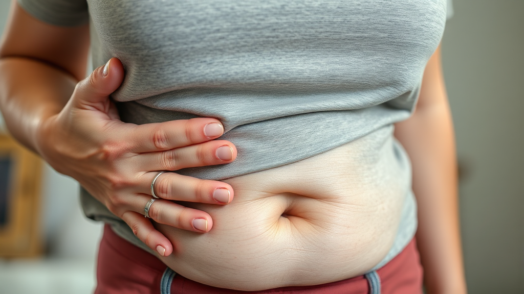 갱년기 소화불량, 왜 생길까? (realistic 스타일)