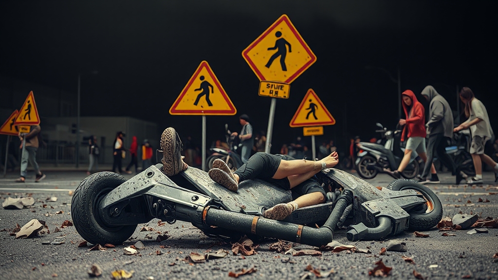 킥보드 사고 현황, 얼마나 심각? (realistic 스타일)