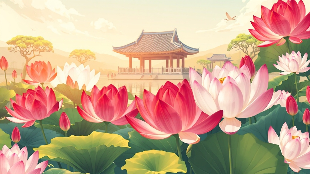 연꽃 명당 & 인생샷 (cartoon 스타일)