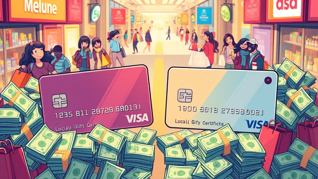 지역사랑상품권 vs 카드, 뭐가 좋을까? (cartoon 스타일)