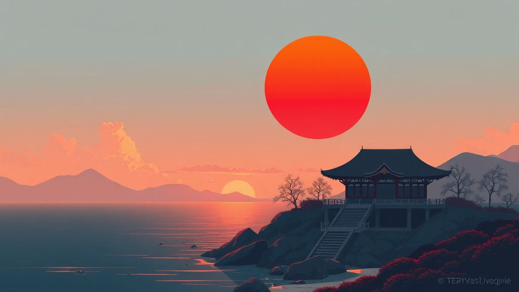 서해/남해 해돋이 명소 (illustration 스타일)