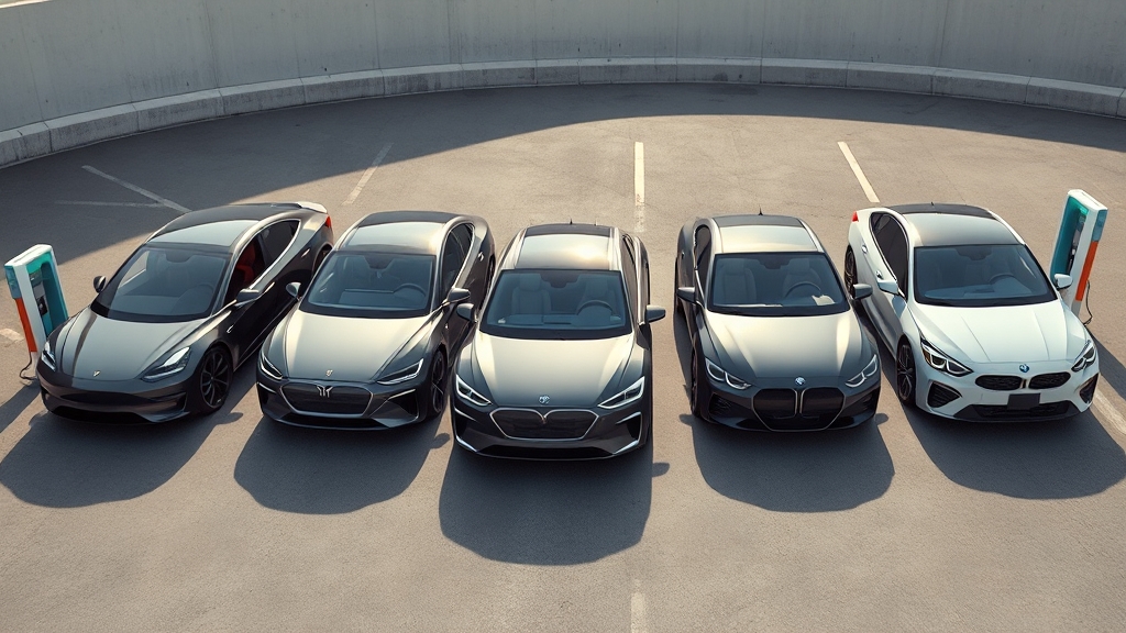 브랜드별 전기차 특징 비교 (realistic 스타일)
