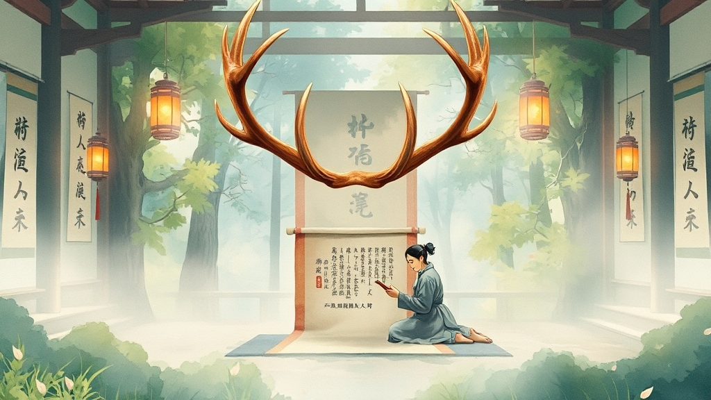 녹용 복용 시 주의사항 (watercolor 스타일)