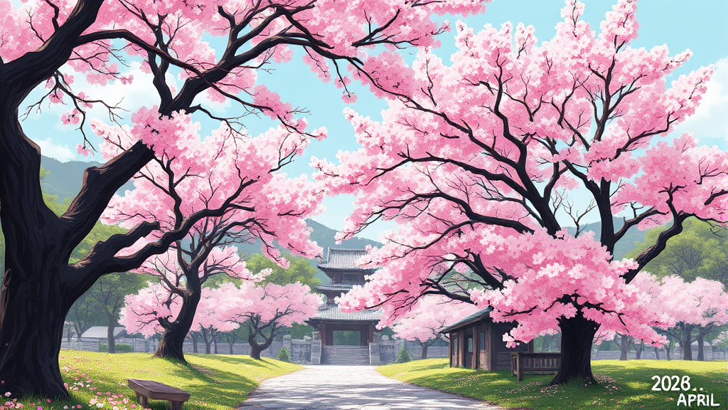 2026년 벚꽃 개화 시기 및 최적 방문 시기 예측 (illustration 스타일)