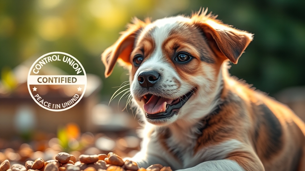 안전한 사료 선택 가이드: 인증 마크 확인 (realistic 스타일)