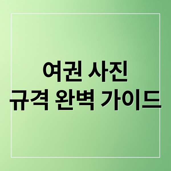 여권 사진
규격 완벽 가이드 (여권사진 규격)