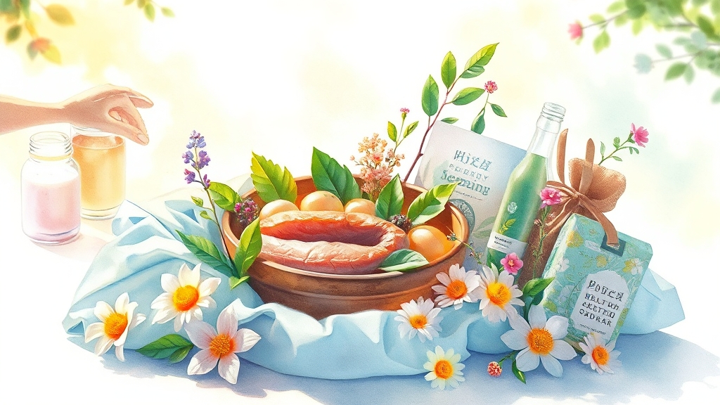 복날 선물 추천: 건강식품, 여름용품 (watercolor 스타일)