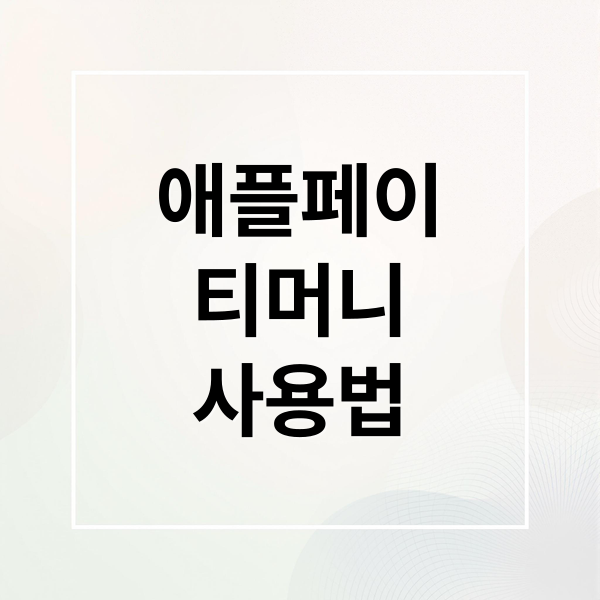 애플페이
티머니
사용법 (애플페이 티머니 사용법)