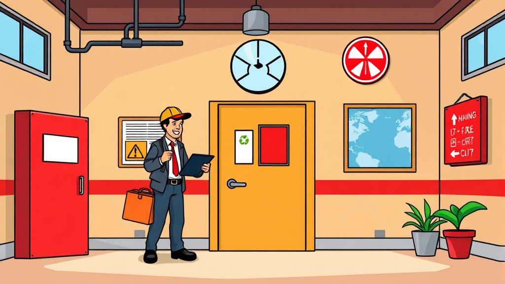 소방안전관리자 선임 기준 및 의무 사항 (cartoon 스타일)