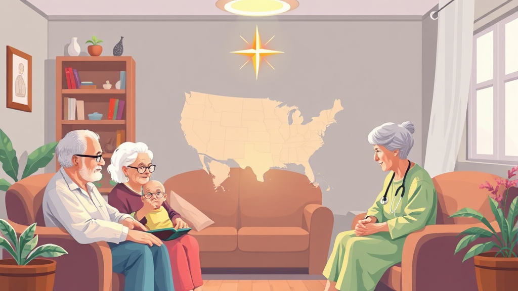 장기요양 재택의료센터, 전국 어디서 이용 가능한가요? (illustration 스타일)